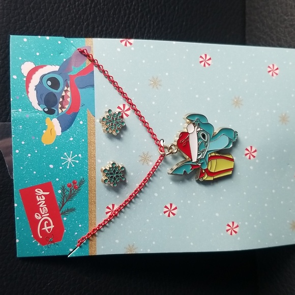 Disney Holiday Stitch Necklace and Earrings - Picture 2 of 4